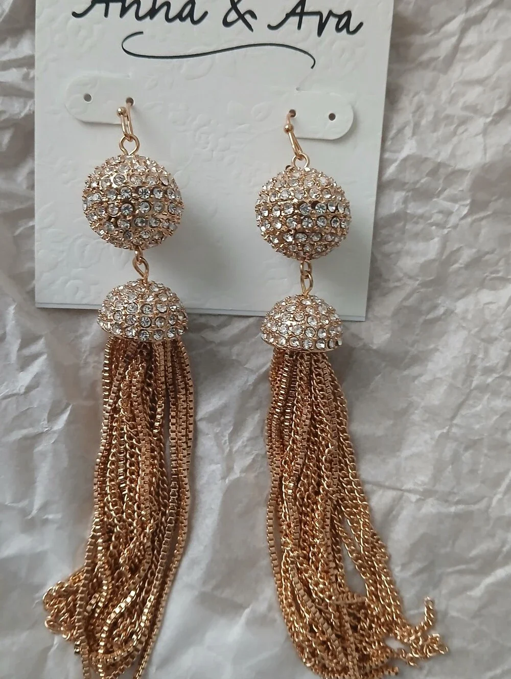 Anna & Ava Rose Gold Crystal Tassel Earrings